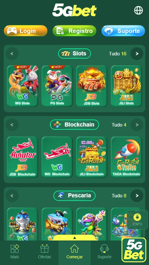 Jogador acessando 5gbet.com em smartphone